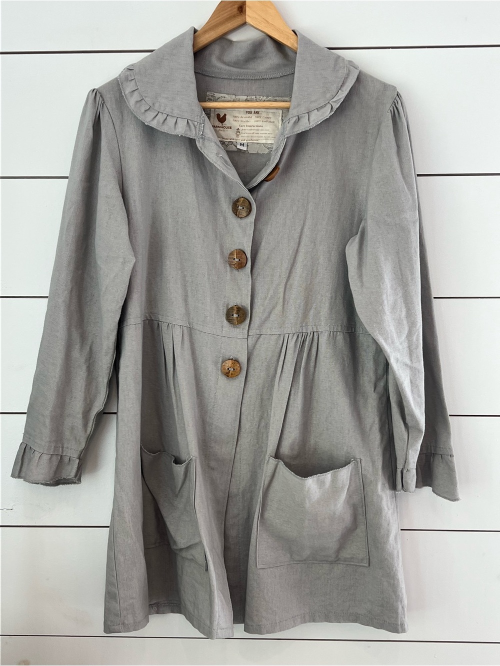 Farmhouse Frocks Ruffle-Collar Women's Coat/ Cottagecore feminine neutral
